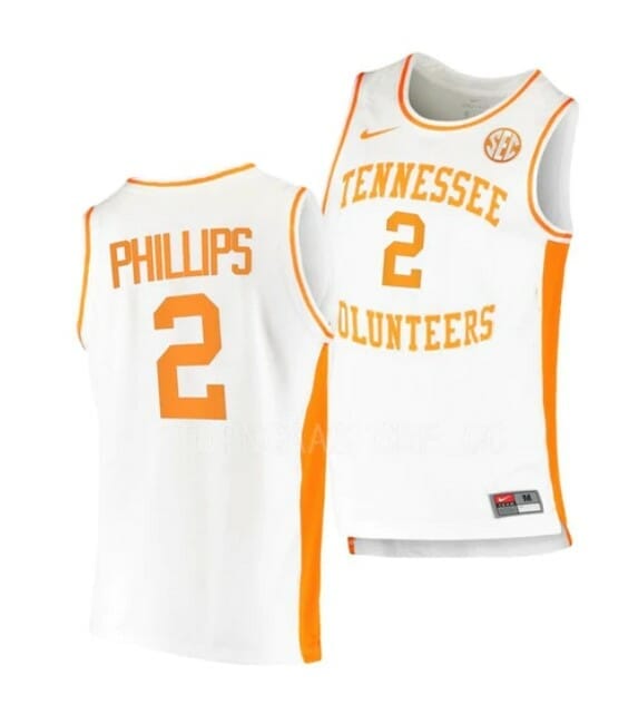 Top Players College Basketball Jerseys Men's #2 Julian Phillips Jersey Tennessee Volunteers White