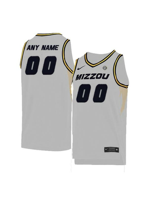 Custom College Basketball Jerseys Men's Missouri Tigers Jersey Name and Number Replica Alternate White