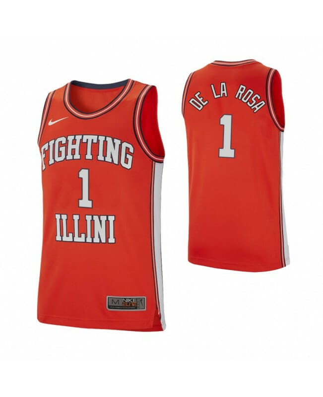 Fighting Illini Youth White Basketball jersey with orange stitched