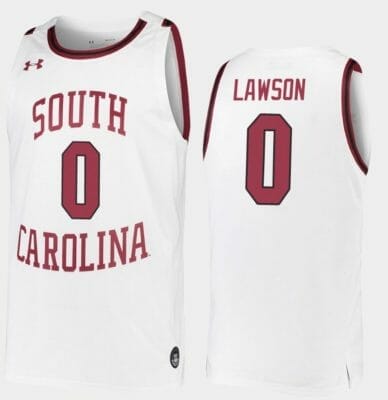 AJ Lawson Jersey South Carolina Gamecocks College Basketball White Replica #0, Top Smart Design