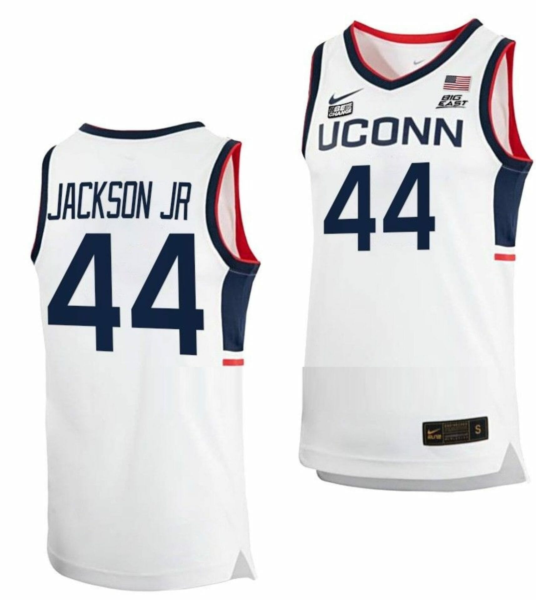 Andre Jackson Jersey UConn Huskies College Basketball No Name White #44