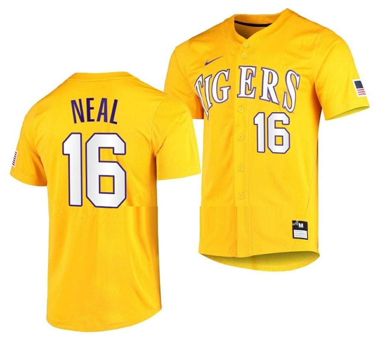 NCAA Baseball Jersey Shaquille Neal LSU Tigers College Vapor Untouchable Elite Gold #16