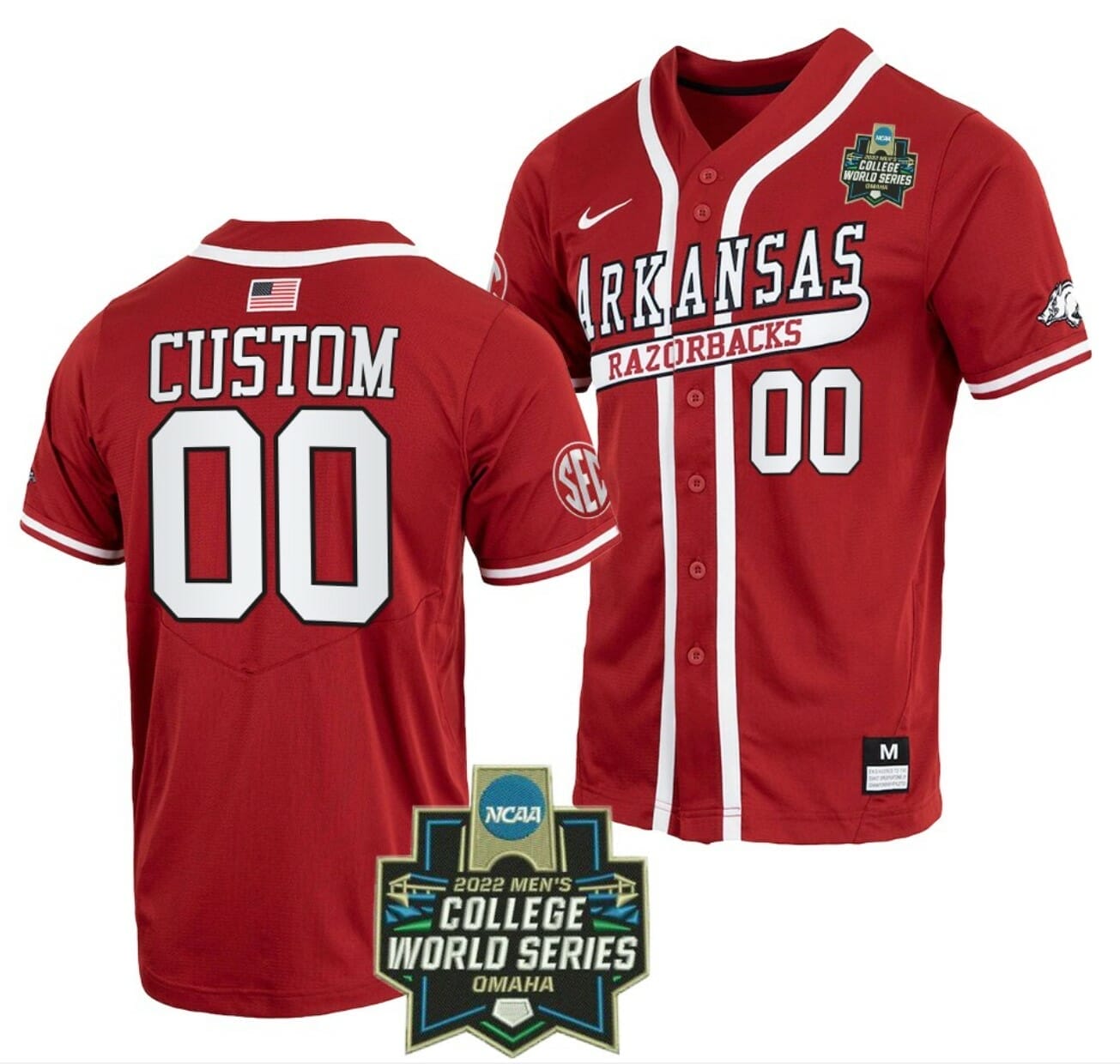 Arkansas Razorbacks Men's Nike Dri-FIT College Replica Baseball Jersey.