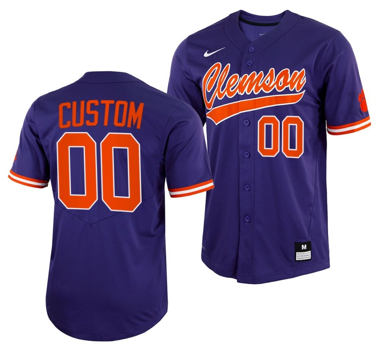Clemson Tigers Jersey Custom Baseball Name and Number NCAA College Purple