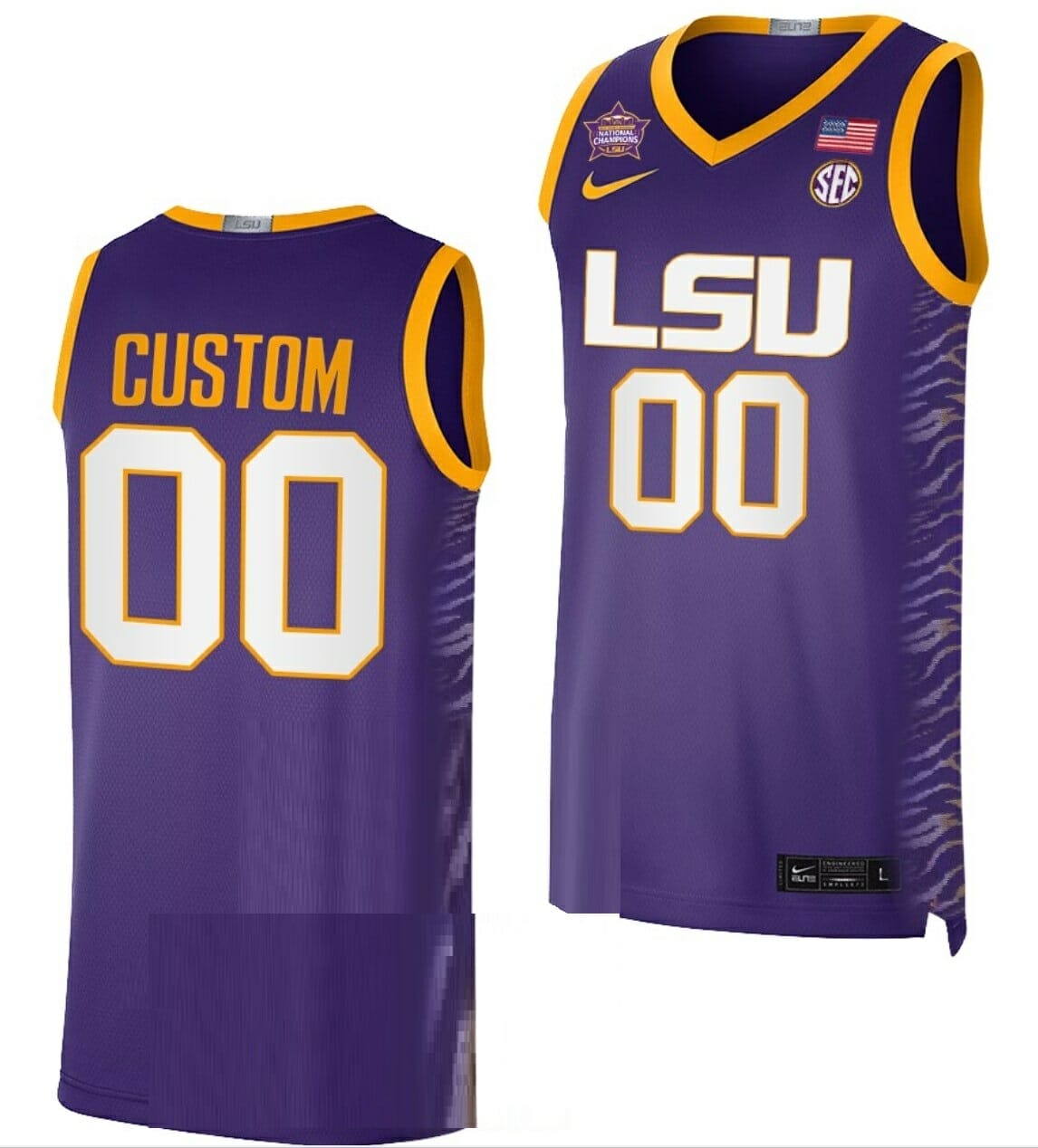 Custom College Basketball Jerseys LSU Tigers Jersey Name and Number 2023 NCAA National Champions Purple