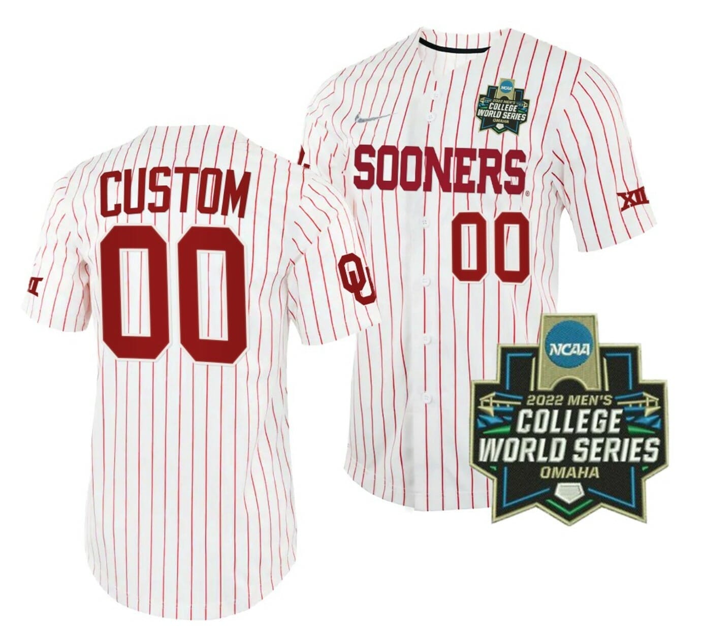 Custom NCAA Baseball Jersey Oklahoma Sooners Name and Number White 2022 College World Series
