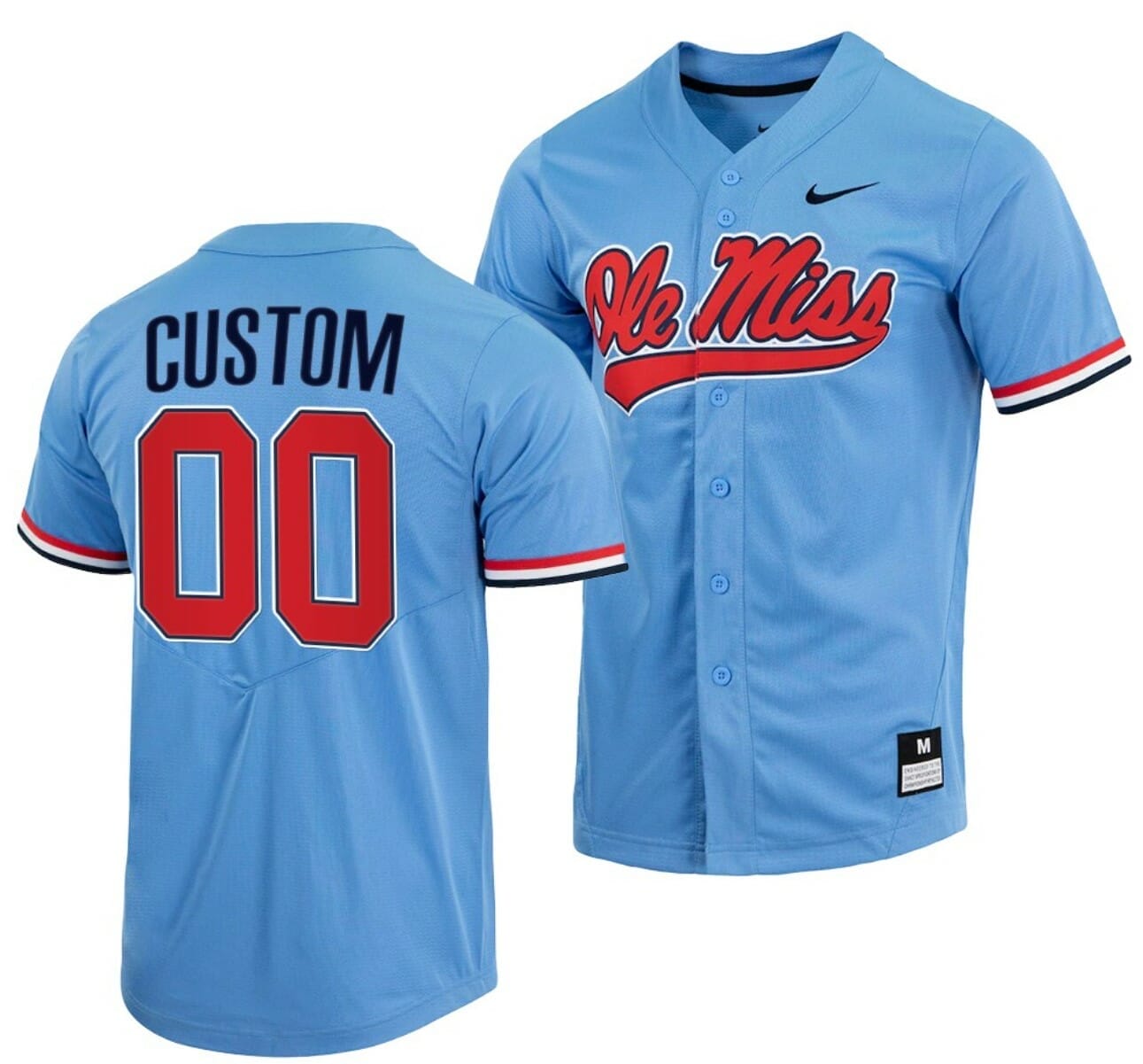 Custom NCAA Baseball Jersey Ole Miss Rebels Name and Number College Full-Button Blue