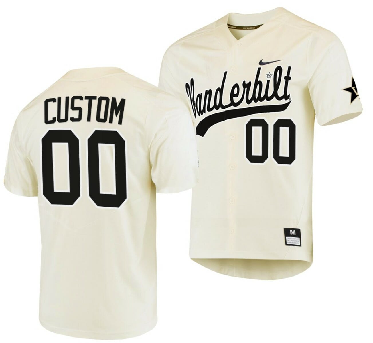 Custom NCAA Baseball Jersey Vanderbilt Commodores Name and Number College Replica Cream