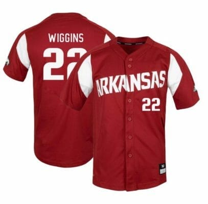 Arkansas Razorbacks Baseball Jersey Jaxon Wiggins NCAA College Cream Alumni #22