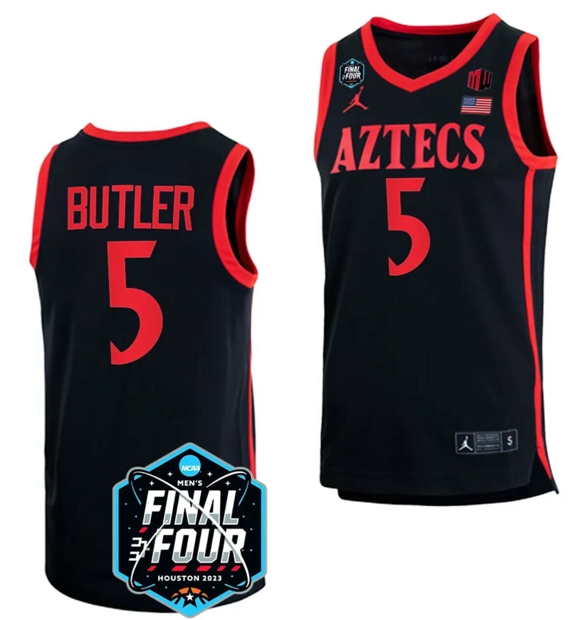 Lamont Butler Jersey San Diego State Aztecs 2023 NCAA National Championship March Madness Black #5