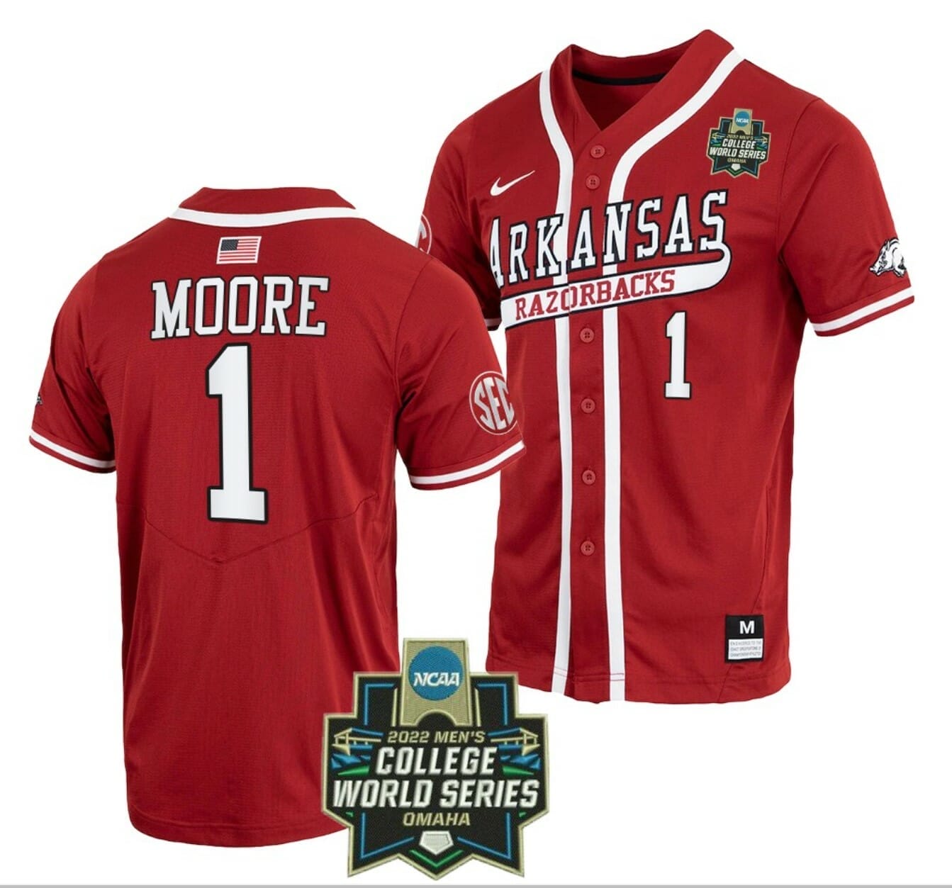 Razorbacks, Arkansas YOUTH Natural Baseball Fan Jersey