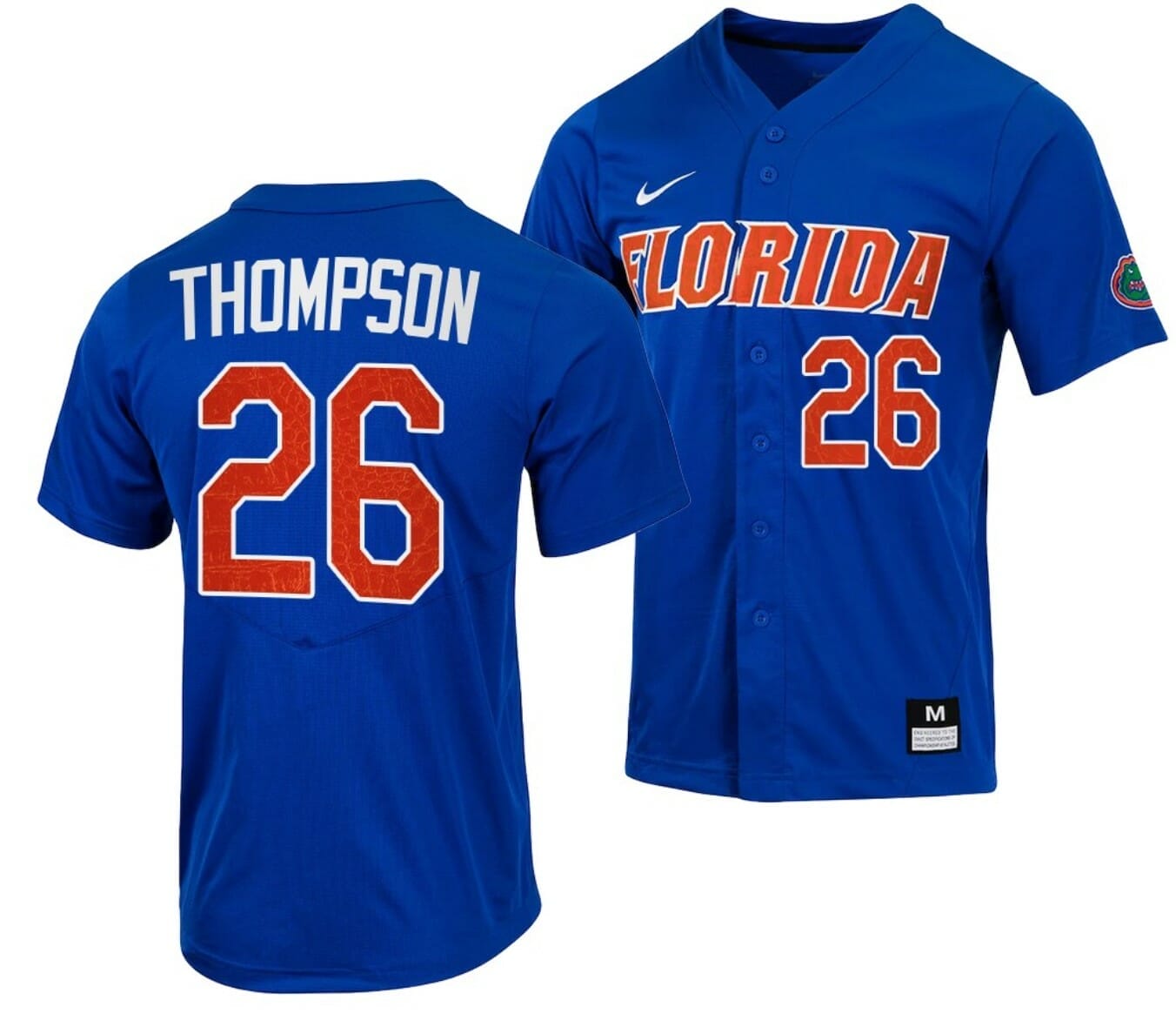 NCAA Baseball Jersey Sterlin Thompson Florida Gators College Full-Button Royal #26