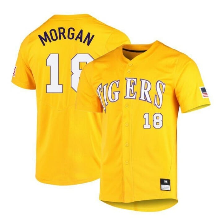 Custom LSU Tigers Baseball Jersey Name and Number College Yellow Elite