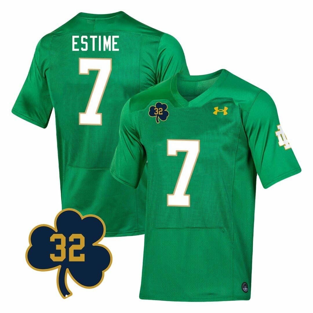 AUDRIC ESTIME Signed Notre Dame Fighting Irish Green Football Jersey The  Estime Express Inscription Beckett COA