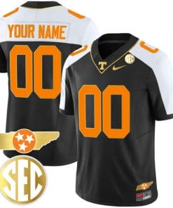 Custom Tennessee Volunteers Jersey Name and Number “Checkerboard” College Football Stitched – Alternate Black Gold