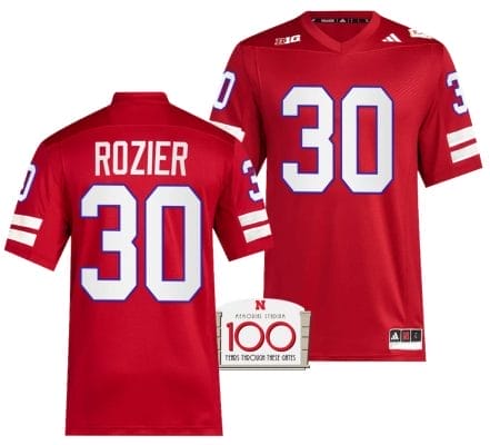 Nebraska Cornhuskers Mike Rozier Jersey 100th Anniversary Red 2023 Alternate Football #30, Top Smart Design