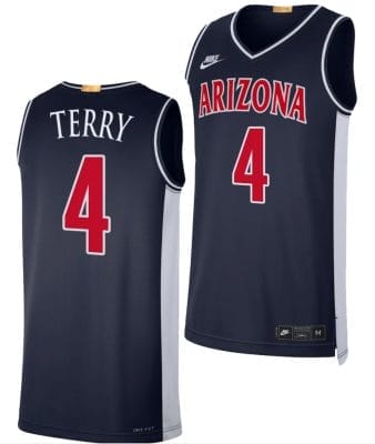 Arizona Wildcats Dalen Terry Jersey #4 Limited Retro Basketball 2023-24 Navy, Top Smart Design