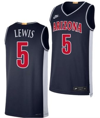 Arizona Wildcats KJ Lewis Jersey #5 Limited Retro Basketball 2023-24 Navy, Top Smart Design