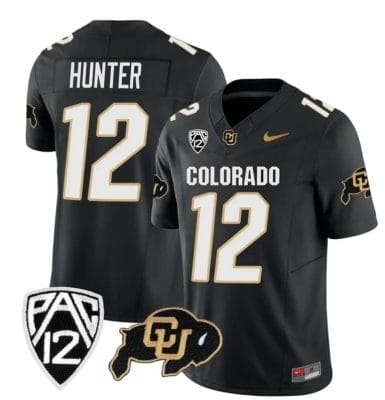 Colorado Buffaloes Travis Hunter Jersey #12 Vapor Limited College Football All Stitched Black, Top Smart Design