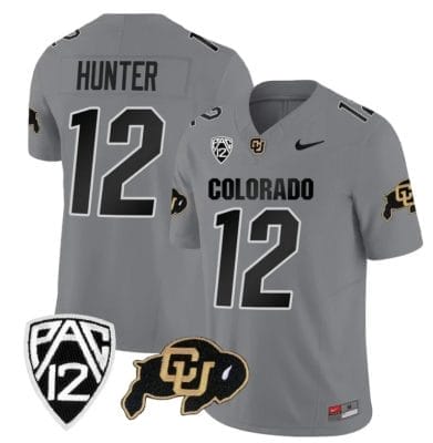 Colorado Buffaloes Travis Hunter Jersey #12 Vapor Limited College Football All Stitched Gray, Top Smart Design