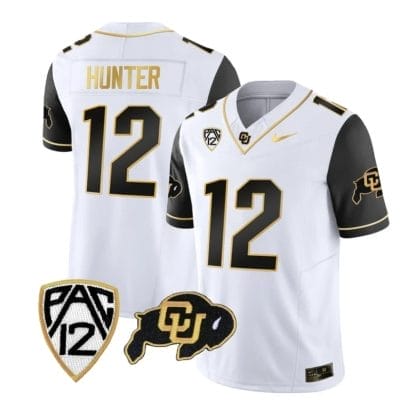 Colorado Buffaloes Travis Hunter Jersey #12 Vapor Gold Limited All Stitched Black Sleeves, Top Smart Design