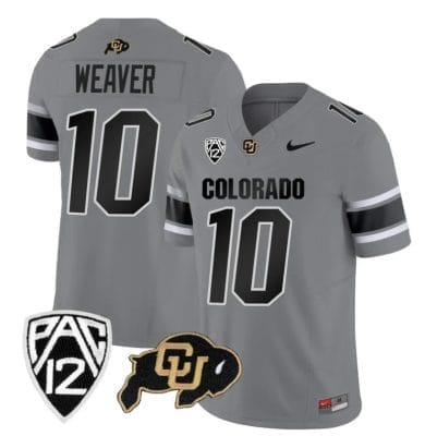 Colorado Buffaloes Xavier Weaver Jersey #10 Vapor College Football All Stitched Gray, Top Smart Design