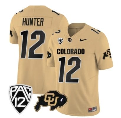 Colorado Buffaloes Travis Hunter Jersey #12 Vapor Limited College Football All Stitched Gold, Top Smart Design