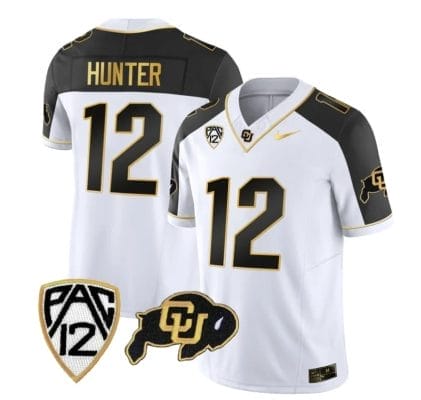 Colorado Buffaloes Travis Hunter Jersey #12 Vapor Gold Limited All Stitched Inverted, Top Smart Design