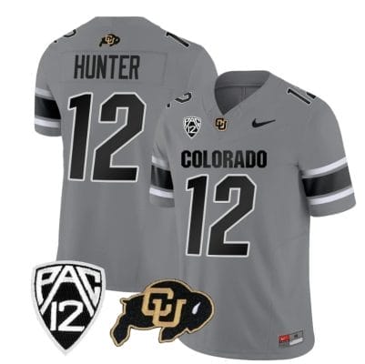 Colorado Buffaloes Travis Hunter Jersey #12 Vapor College Football All Stitched Gray, Top Smart Design