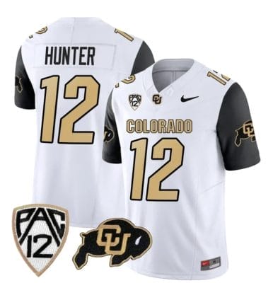 Colorado Buffaloes Travis Hunter Jersey #12 Vapor Limited College Football All Stitched Black Sleeves, Top Smart Design
