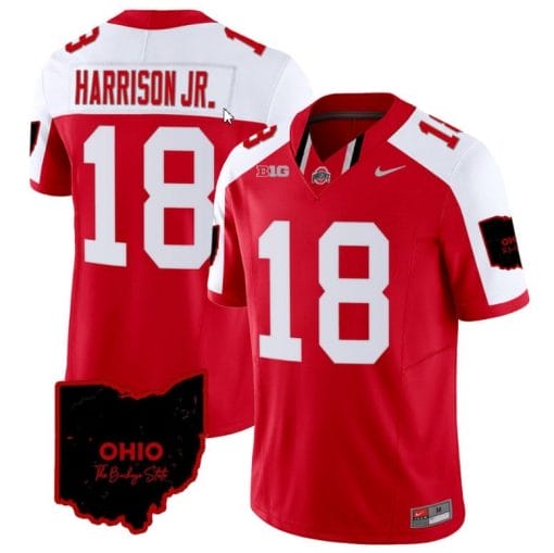 Marvin Harrison Jr Jersey #18 Ohio State Buckeyes College Football Stitched Special Vapor Limited Ohio Patch Red Alternate, Top Smart Design