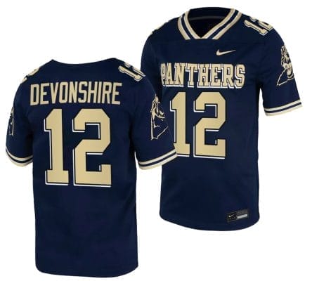 Pitt Panthers MJ Devonshire Jersey #12 Navy College Football Replica Uniform, Top Smart Design