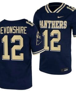 Pitt Panthers MJ Devonshire Jersey #12 Navy College Football Replica Uniform